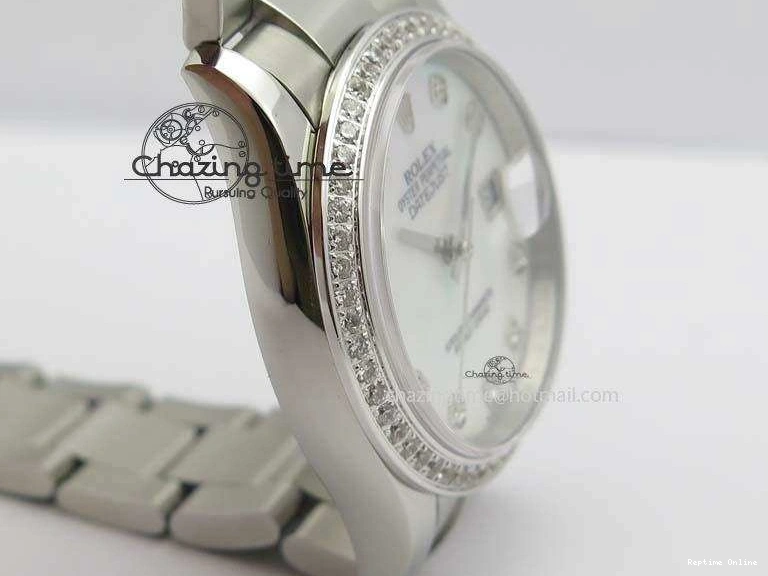 1223 Neat DateJust 36mm SS BP-Maker Best Edition Diamond Bezel White MOP Dial On SS Bracelet A2824 V 3842